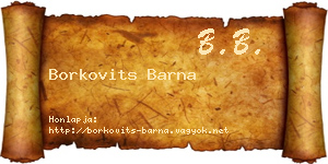 Borkovits Barna névjegykártya